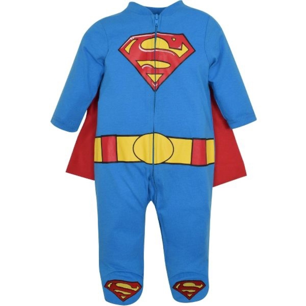 🚨DC Comics Justice League Superman Baby Zip Up Costume Coverall and Cape🚨